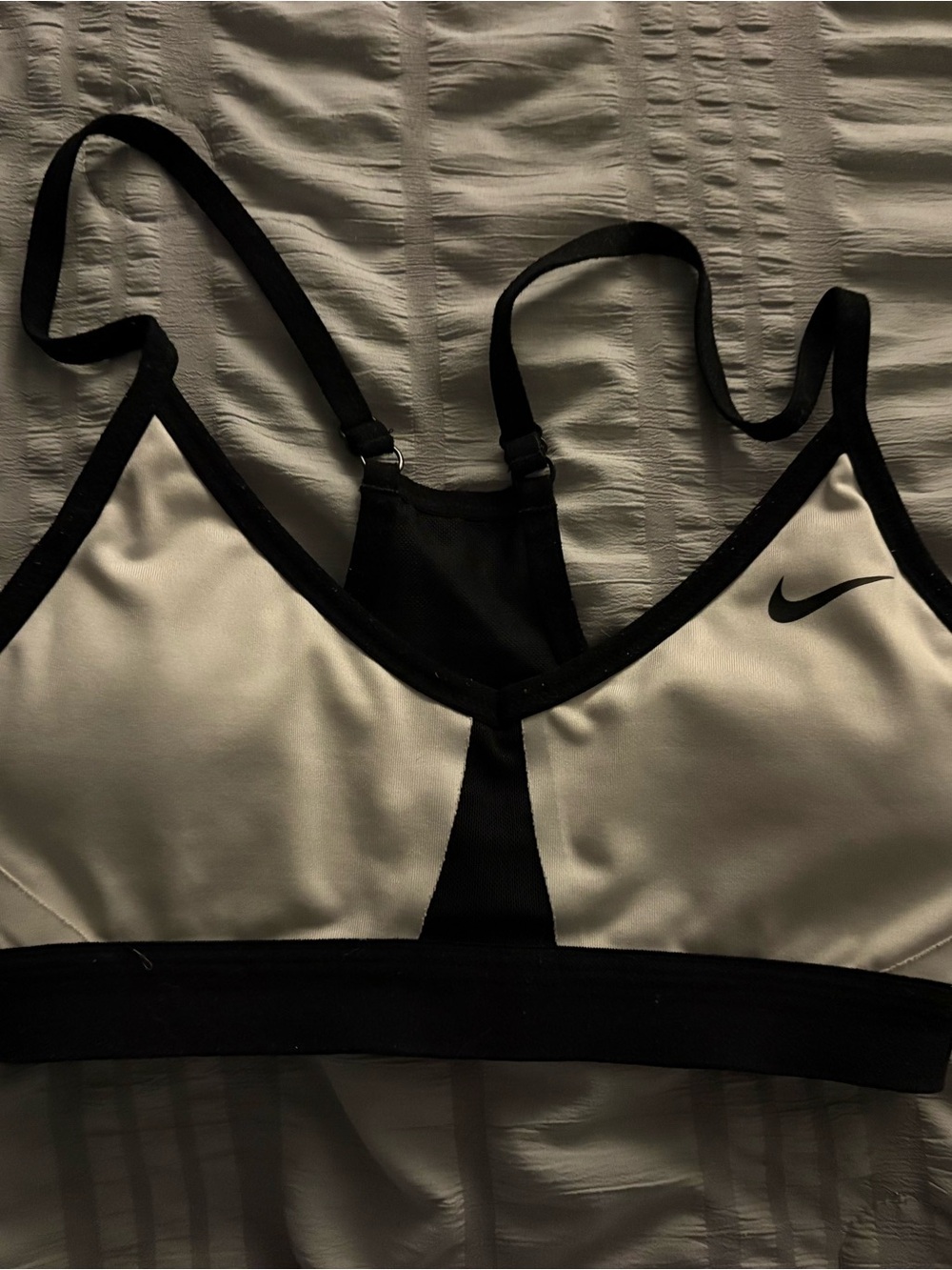 Nike White and Black Racerback Sports Bra